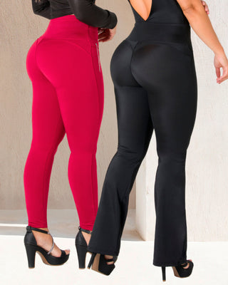 High-waisted black flare leggings – Sleek and comfortable pants for a stylish silhouette.