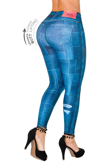 Leggings levanta cola 5L810BPNT-B - Azul Medio