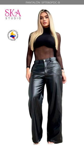 Pantalon Efecto cuero 5P7060PDC-B - Negro