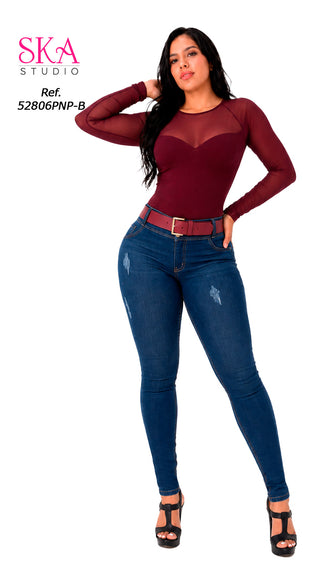 Jean Skinny Tiro Alto con Efecto Moldeador 52806PNP-B - Azul