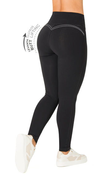 Leggings Clasico En Algodón Con Control Abdomen 5L992PCP-N - Negro