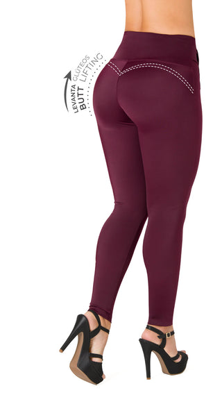 Leggings Levanta Cola Pretina Control Ska 5L903BPCP-N - Vinotinto
