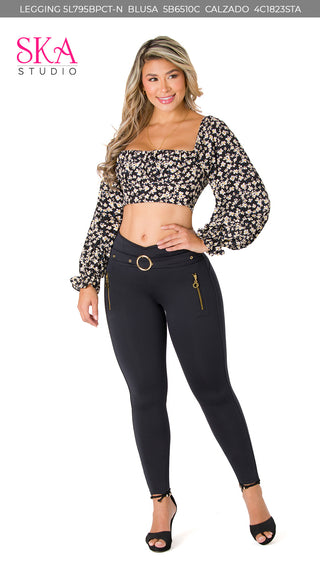 Crop Top Flores Manga Larga 5B6510C - Estampado