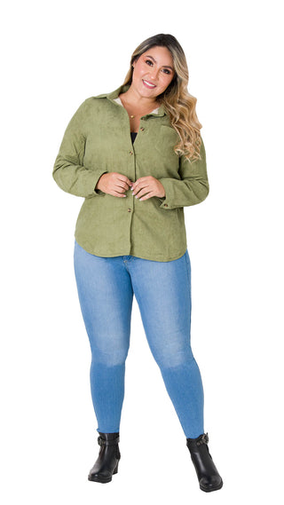 Chaqueta acanalada y afelpado interior 7B5571CH - Verde