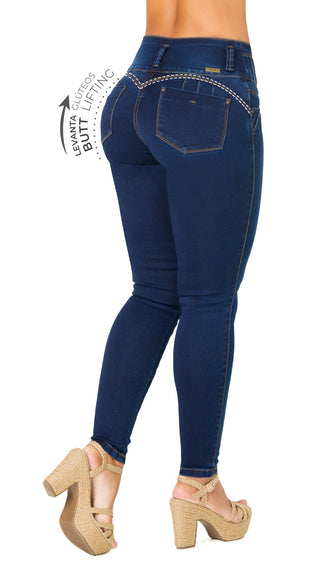 Jeans Levantacola 40760PAT-B - Azul Oscuro