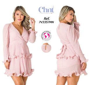 Vestido Manga Larga 7V3357MN - Palo de Rosa