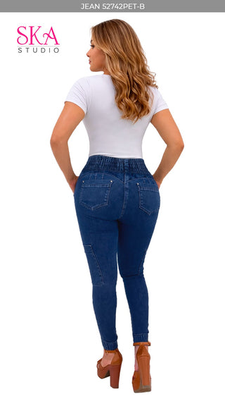 Jeans Levantacola Pretina Elastica 52742PET-B - Azul