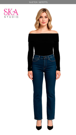 Sueter Cuello Bandeja 5B7077S - Negro