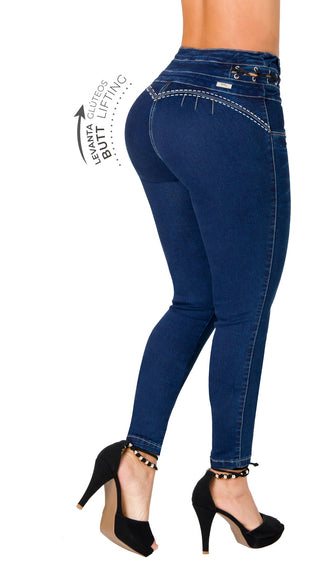 Jean Levanta Cola Tobillero Secret Love 21375PAT-N - Azul Oscuro