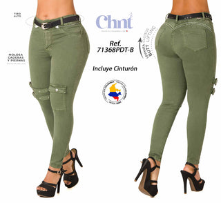 Jean Verde Tipo Cargo Moldeador Chnt 71368PDT-B - Verde