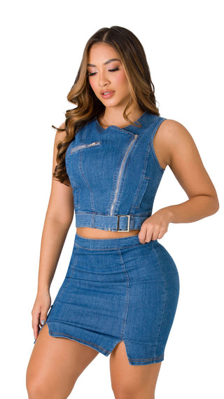 Conjunto Falda Mini 7V6325FAMN - Azul