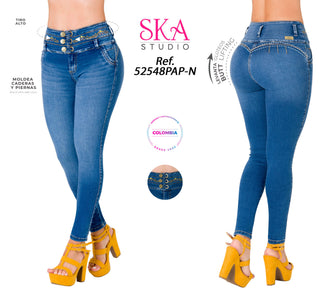 Jean Levanta Cola Skinny Ska 52548PAP-N - Azul Medio