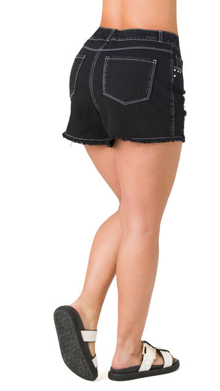 Short en Tela Rigida 52689DSHPD-B - Negro