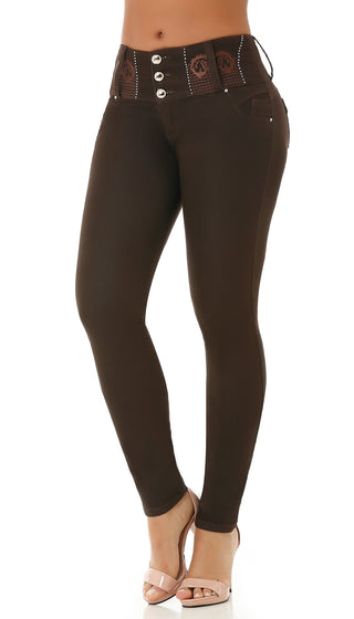 Jean Tiro Alto Cotilla Corazón Dark Brown 30062PAP-B