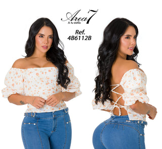 Blusa Cuello Cuadrado 4B6112B - Estampado
