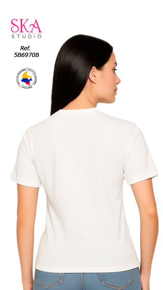 Blusa Cuello Redondo 5B6970B - Blanco