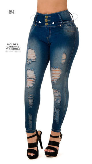 Ginelle Jeans Levantacola Bota Skinny 71087DPAP-B - Azul oscuro