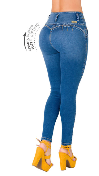 Jean Levanta Cola Skinny Ska 52548PAP-N - Azul Medio