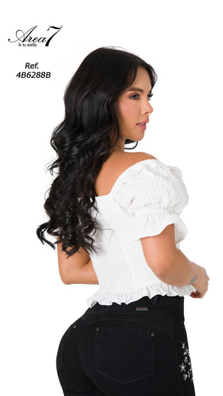 Blusa Manga Corta 4B6288B - Blanco