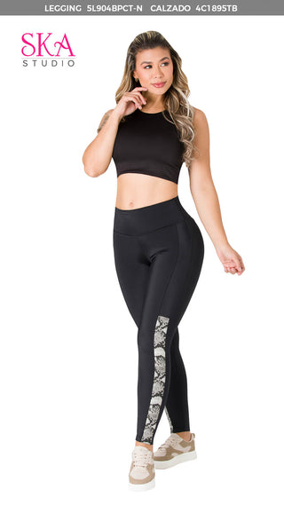 Leggings Levanta Cola Pretina Control 5L904BPCT-N - Negro