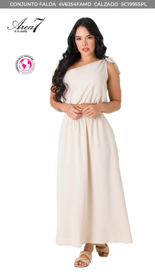 Conjunto Falda Midi 4V6254FAMD - Beige