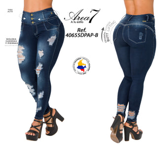 Jean Levanta Cola Skinny Area7 40655DPAP-B - Petroleo