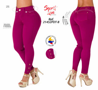 Jean Push-Up Pretina Delgada Secret Love 21452PDT-B - Morado