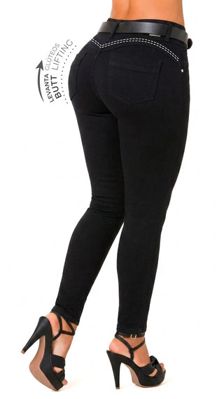 Jeans Moda levantacola  52793PAT-B - Negro