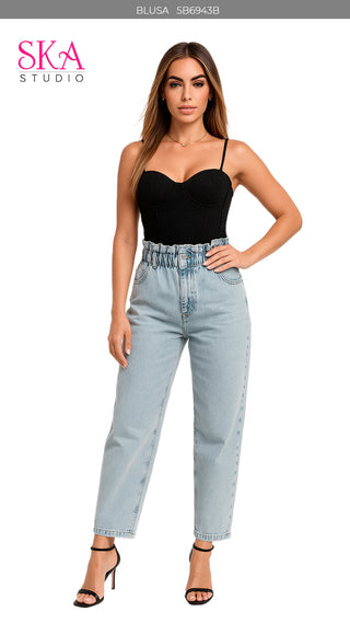 Blusa Cuello Corazon 5B6943B - Negro