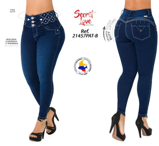 Jean LevantaCola Skinny Secret Love  21457PAT-B - Azul Oscuro