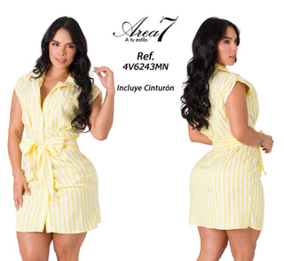 Vestido Mini Cuello Camisero 4V6243MN - Amarillo