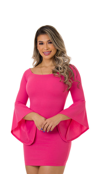 Vestido Mini Manga Larga 5V4062MN - Rosado