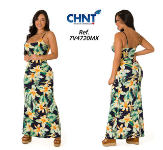 Vestido Maxi Con Estampado De Flores 7V4720MX - Estampado