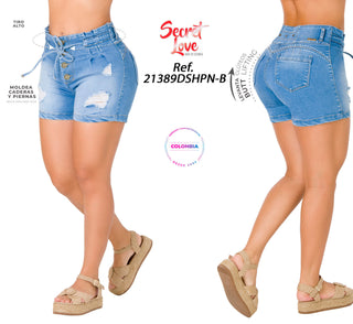 Shorts Levanta Cola Secret Love 21389DSHPN-B - Azul Medio
