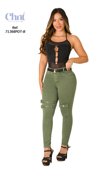 Jean Verde Tipo Cargo Moldeador Chnt 71368PDT-B - Verde