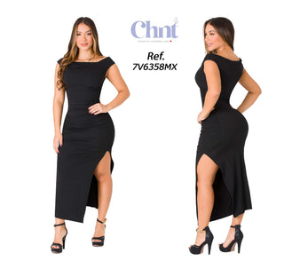 Vestido Maxi Cuello Bardot 7V6358MX - Negro