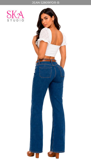 Jeans Rigido  bota Recta 52809PDR-B - Azul