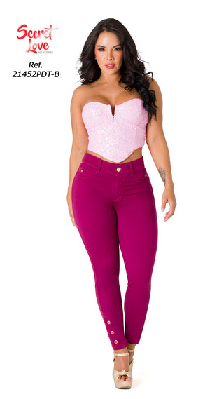Jean Push-Up Pretina Delgada Secret Love 21452PDT-B - Morado