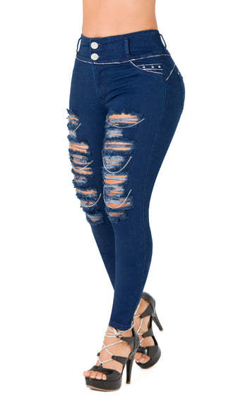 Jean Levanta Cola Skinny Secret Love 21437DPNP-B - Azul Oscuro