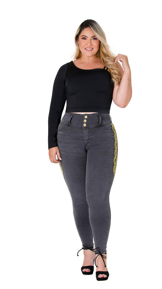 Crop Top Manga Larga 2B6085C - Negro