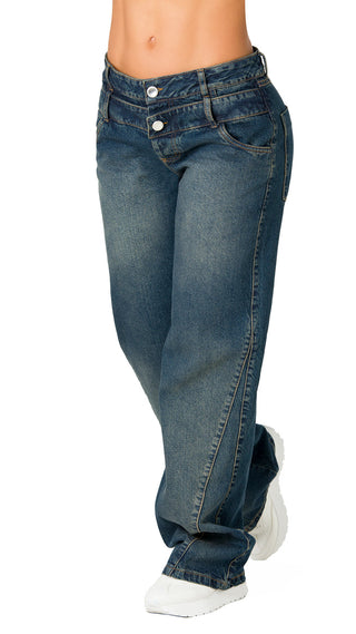 Jeans rigido Levantacola  52762PDR-B	 - Azul Oscuro