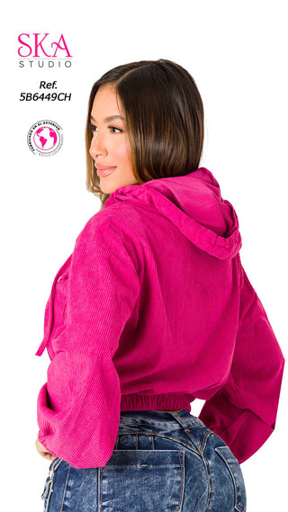 Hoodie con Cierre 5B6449CH - Fusia