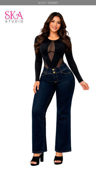 Body manga Larga 5BB887 - Negro