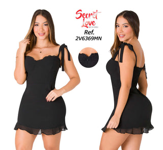 Vestido Mini Cuello Corazon 2V6369MN - Negro