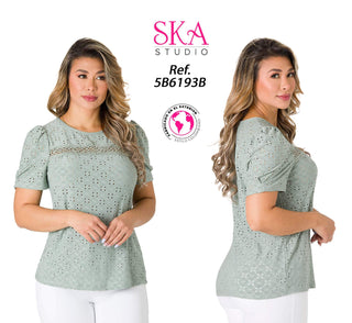 Blusa Holgada Manga Corta 5B6193B - Verde