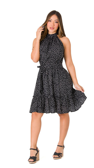 Vestido Mini Cuello Halter 7V6258MN - Negro