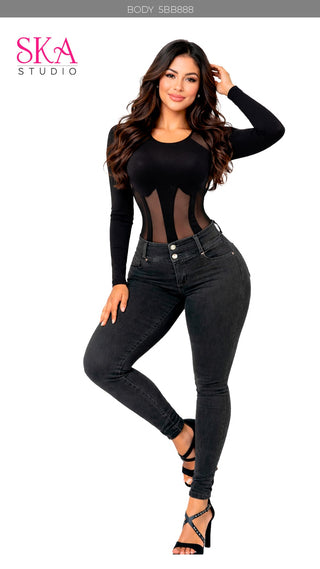 Body Manga Larga 5BB888 - Negro
