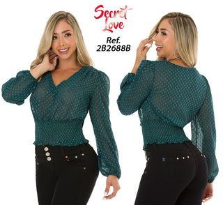 Blusa Manga Larga 2B2688B - Verde Jade