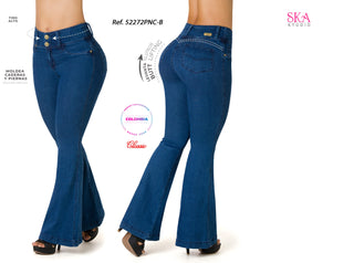 Goldina Jeans Levantacola Bota Campana 52272PNC-B - Azul Medio