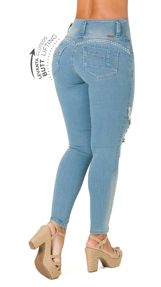 Jeans Levantacola 40717PAT-B - Azul Claro